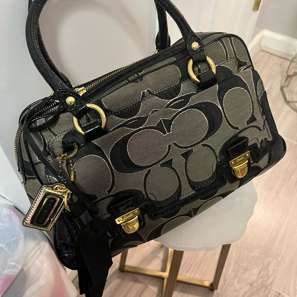 Coach Black and Gray Patterned Satchel - Picture 1 of 5